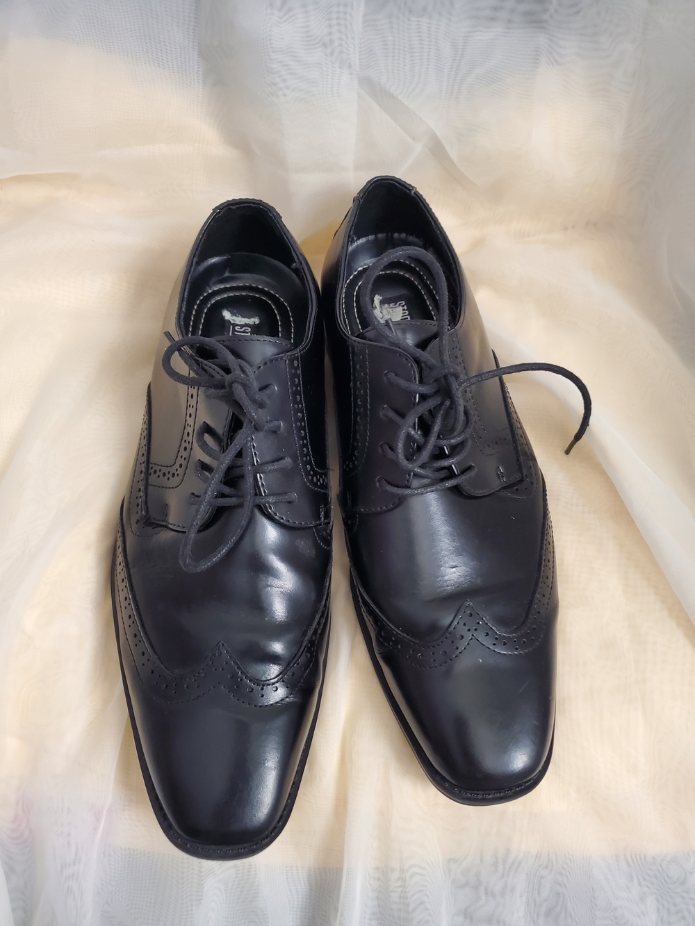 Stacy Adams Black Wingtip Lace-Up Oxfords